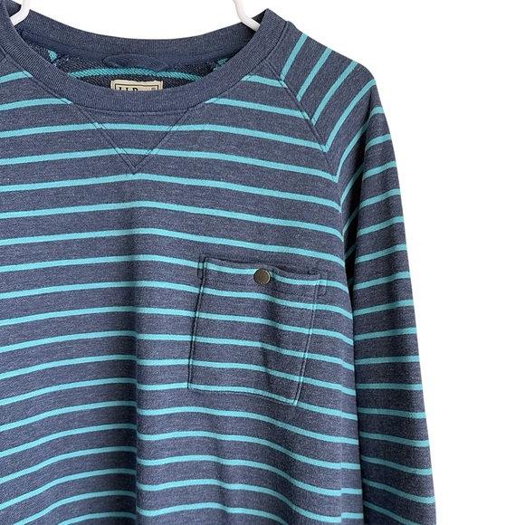 Men’s L.L. Bean Blue 'Lakewashed' Striped Cotton Crewneck Pullover Size Medium - Picture 6 of 11